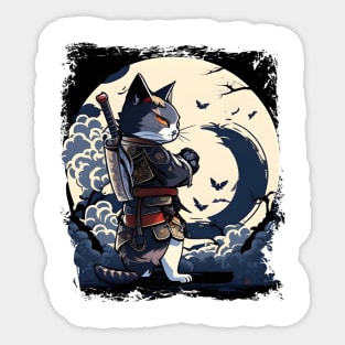 Japanese Cat Samurai Katana Catana - Cat Lover Sticker